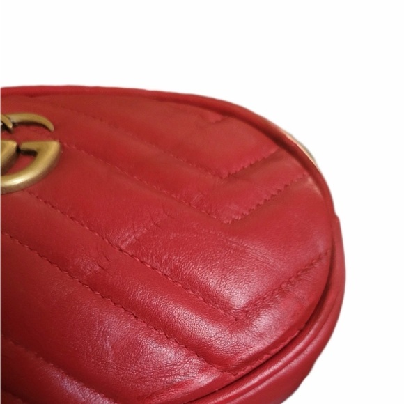 Gucci Red Leather Belt Bag Gucci Marmont GG Red Fanny pack Gucci Waist Bag - Picture 13 of 14